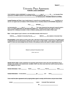 Parking Lease Agreement - University Place Apartments