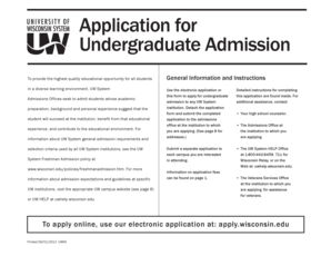 University of Wisconsin Undergraduate Admission Application