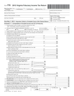 Virginia Fiduciary Income Tax Return Form 770