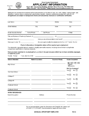 Knox County Government Employment Application