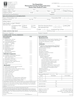 Mount Sinai Genetic Testing Laboratory Test Requisition