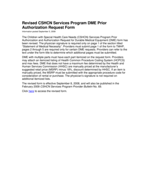 CSHCN DME Prior Authorization Request Form