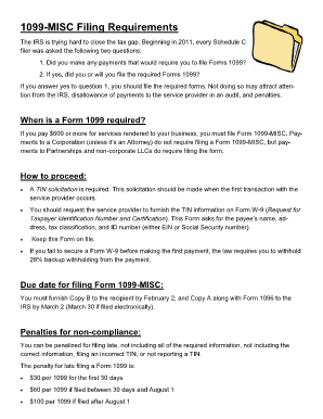 IRS Form 1099-MISC Filing Requirements