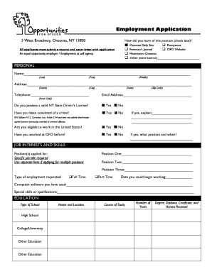 Employment Application Form