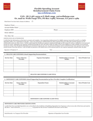 Flexible Spending Account Reimbursement Claim Form