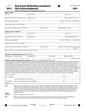 California Real Estate Withholding Installment Form 593-I