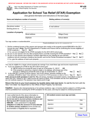 New York STAR Exemption Application