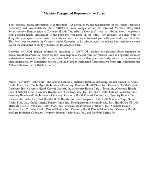 Member Designated Representative Form