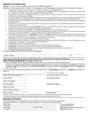 University of Houston Statement of Understanding