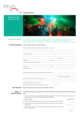 Nightclub Insurance Proposal Form
