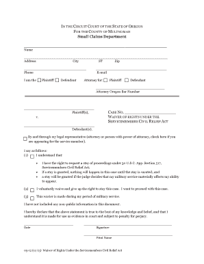Waiver of Rights Under the Servicemembers Civil Relief Act