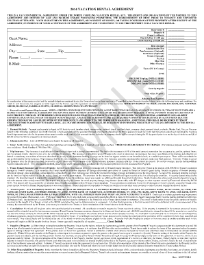 North Carolina Vacation Rental Agreement