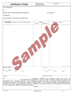 Certificate of Origin