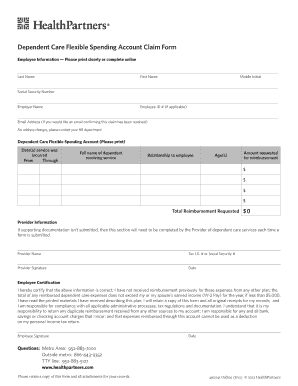 Dependent Care Flexible Spending Account Claim Form
