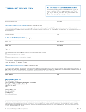 University of Kansas Third Party Release Form