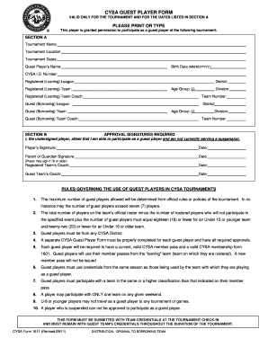 CYSA Guest Player Form