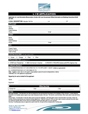 Land Information Memorandum Application