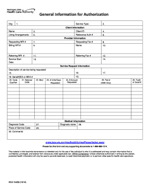 Washington Medicaid Authorization Form