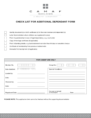 Additional Dependant Form