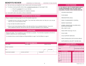 Pennsylvania Benefits Review Form