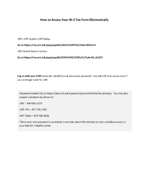 UNT W-2 Tax Form Access Guide