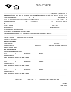 Rental Application Form 460