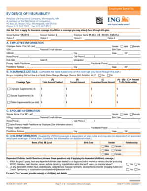 Evidence of Insurability Form