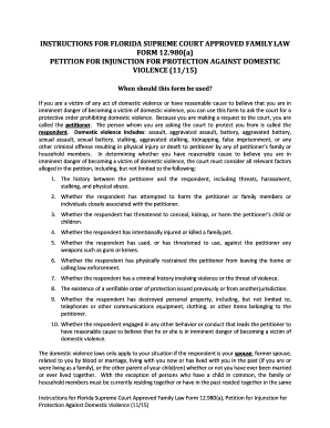 Florida Petition for Injunction Against Domestic Violence