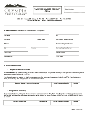 Tax-Free Savings Account Application