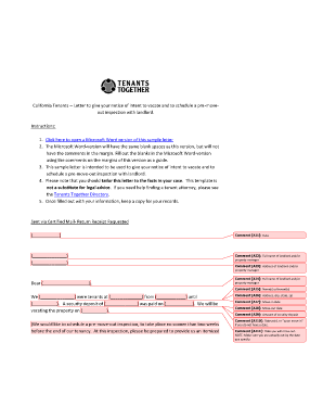 Notice for vacating house - Notice of Intent to Vacate and Pre-Move-Out ... - Tenants Together - tenantstogether