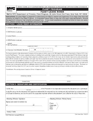 Fleet Lease Rider Form - NYC.gov - nyc