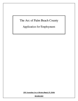 The Arc of Palm Beach County Application for Employment