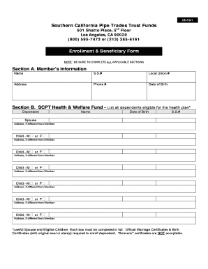 Southern California Pipe Trades Trust Funds Beneficiary Designation Form