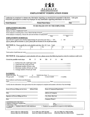 EMPLOYMENT VERIFICATION FORM - PaceApp - paceapp