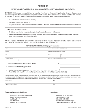 Wisconsin Buyer's Claim for Refund of Sales Taxes