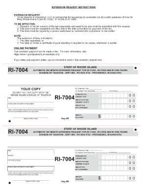 Rhode Island Tax Extension Request Form
