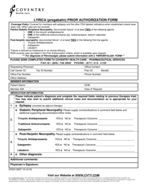 Lyrica Prior Authorization Form
