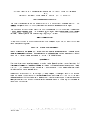 Florida UCCJA Custody Affidavit
