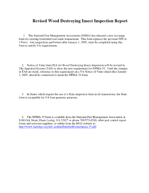 NPMA-33 Wood Destroying Insect Inspection Report
