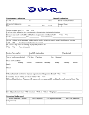 Application Form - Bento Group