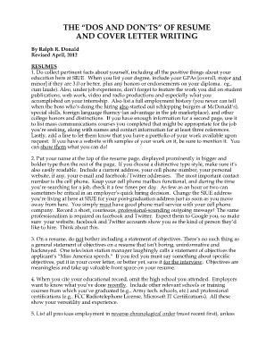 Do's and Don'ts Resume, cover letter Writing handout.pdf - siue
