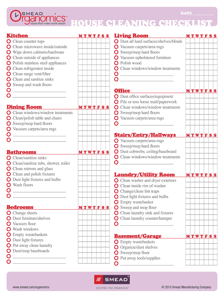 Cleaning Therapy Checklist - Fill Online, Printable, Fillable Regarding Blank Cleaning Schedule Template