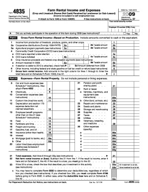 IRS Form 4835 Farm Rental Income and Expenses
