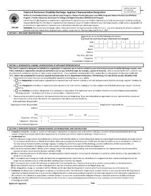 Total and Permanent Disability Discharge Applicant Representative Designation