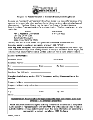 Request for Redetermination of Medicare Prescription Drug Denial