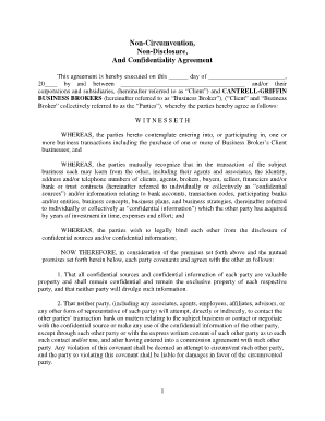 Non-Circumvention Non-Disclosure Confidentiality Agreement