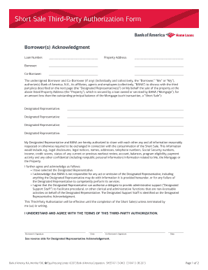 Short Sale Third-Party Authorization Form
