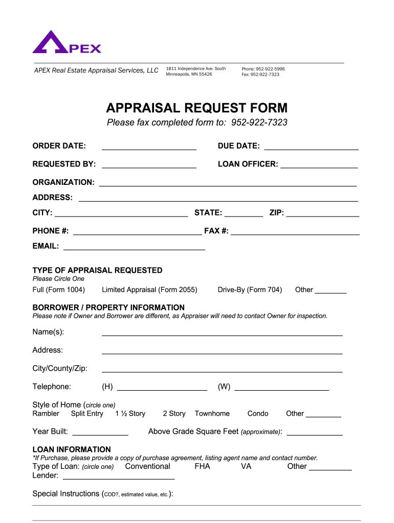 Appraisal request form: Fill out & sign online | DocHub