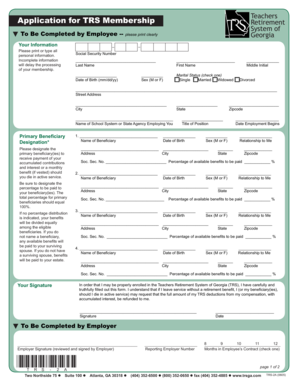 Georgia TRS Membership Application