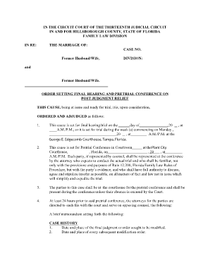 Florida Post Judgment Relief Order